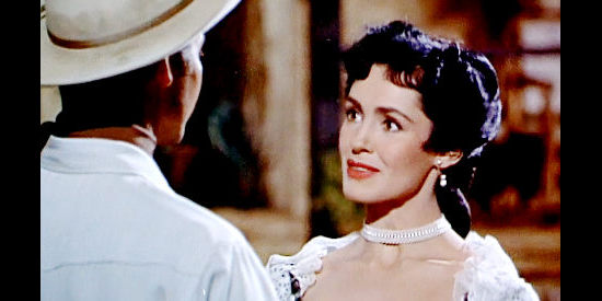 Susan Cabot as Laurie Kenyon, about to give a lesson in how to court someone else's girl in Ride Clear of Diablo (1954)