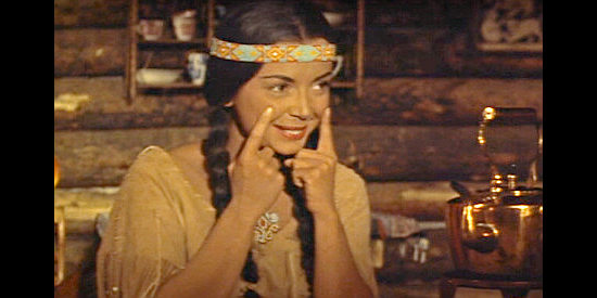 Toni Teerry as Little Deer, explaining her female intuition in Oregon Passage (1958)