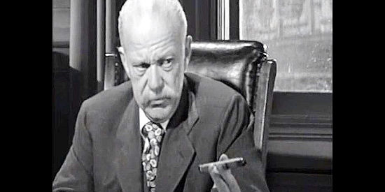 Willis Bouchey as George Bryceson, the railroad executive who sends Bill Cameron to Cedar City in The Last Stagecoach West (1957)