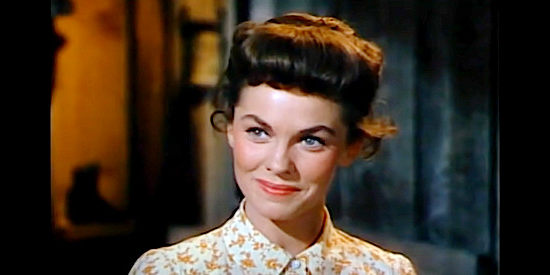 Joanne Dru as Jen Strobie, helping Lily through a pregnancy when no one else would in Vengeance Valley (1951)