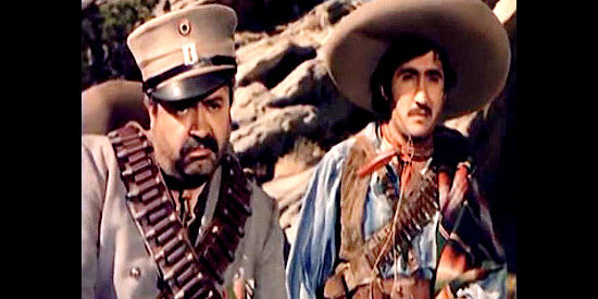Pascaul Garcia Pena as The General and Rodolfo Acosta sa Joe Mendoza, following Brett Stanton into Carson City in City of Bad Men (1953)