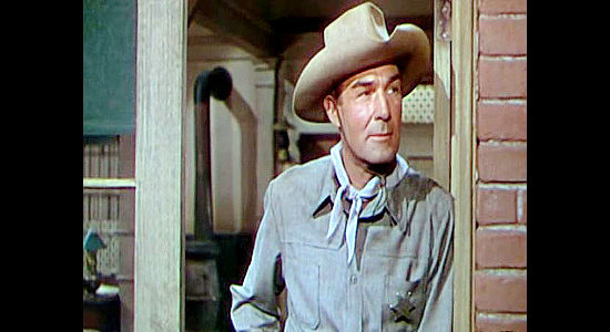 Randolph Scott as Steve Farrell, a man looking to break up the Jason Brett gang in Colt .45 (1950)