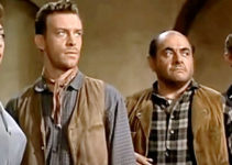 Cora Johnson (Marie Windsor), Howard Hayes (Skip Homeier), Charlie Hayes (Robert Middleton) and Jake Hayes (Lee Van Cleef) in Day of the Badman (1958)
