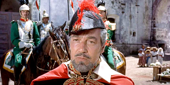 Cesar Romero as Marquis Henri de Labordere, the Mexican leader of the expedition to Vera Cruz in Vera Cruz (1954)