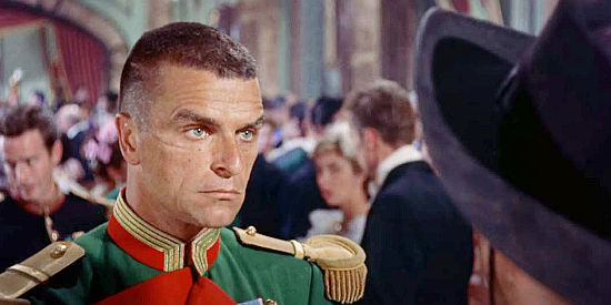Henry Brandon as Capt. Dannette, refined commander of the Mexican lancers in Vera Cruz (1954)