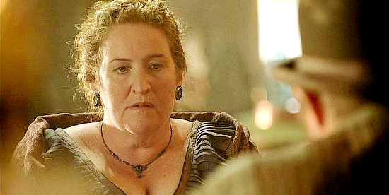 Rusty Schwimmer as Big Rump Kate, trying to get her Chinese girls back in Broken Trail (2006)