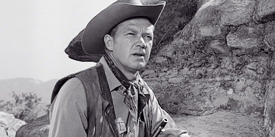 Bill Williams as Temple Houston, a prosecutor who finds himself in the middle of a shoot-out in Oklahoma Territory (1960)