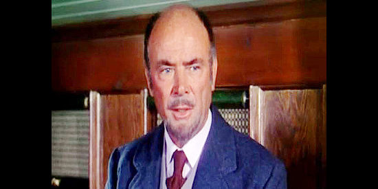 Dean Jagger as Gen. William Palmer, a railroad executive in a race to cross the Rockies first in The Denver and Rio Grande (1952)