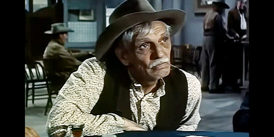 Francis McDonald as Pliny Warren, about to get into a dispute over a card game in Thunder Over Arizona (1956)