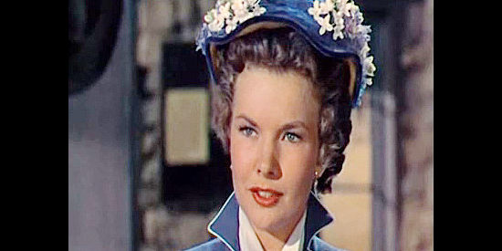 Gale Storm as Helen Fenton, a newspaper woman eager to strike back at the outlaws after her father's death in Texas Rangers (1951)