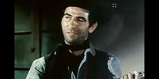 George Keymas as Shotgun Kelly, hired for a dity deed by Mayor Plummer in Thunder Over Arizona (1956)