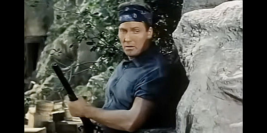 Gregory Walcott as Mark Warren, defending his family's mine in Thunder Over Arizona (1956)
