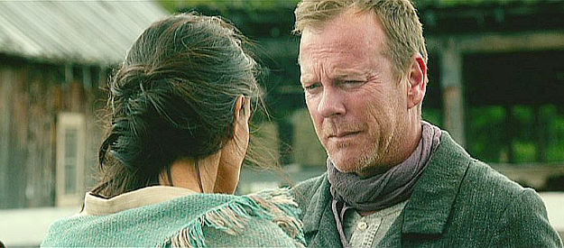 Kiefer Sutherland as John Henry Clayton, assuring Mary Alice she was right to marry someone else in Forsaken (2015)