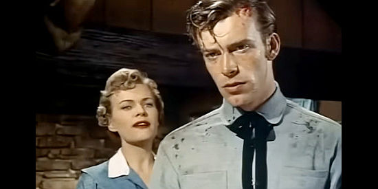 Kristine Miller as Fay Warren and Skip Homeier as Tim Mallory in Thunder Over Arizona (1956)