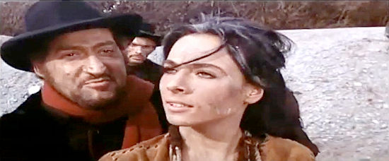 Marilu Tolo as Manila tries to work her feminine charm on The Reverend (Teodoro Corra) in Roy Colt and Winchester Jack (1970)