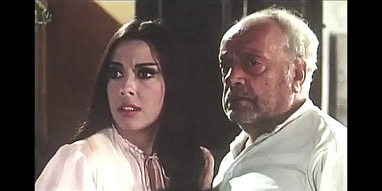 Monica Randall as Rosita Latimore with house servant Manolo (Giovanni Petti) in Five Giants from Texas (1966)