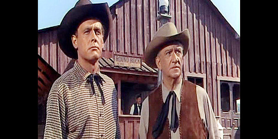 Myron Healey as Texas Ranger Capt. Peak and John Litel as Maj. John B. Jones in Texas Rangers (1951)