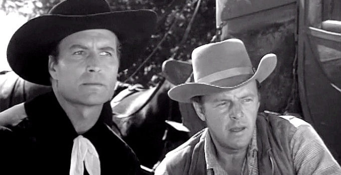 George Montgomery as Matt Sloane with fellow Arizona Ranger Joe Barger (Harry Lauter) in Toughest Gun in Tombstone (1958)
