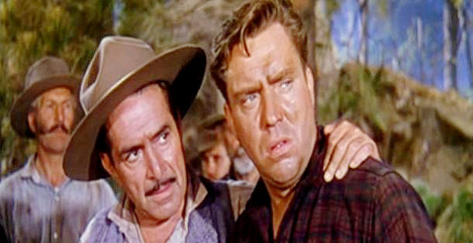 J. Carroll Naish as Gil Harkness and Edmond O'Brien as Jim Vesser in The Denver and Rio Grande (1952)