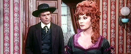 Peter Lee Lawrence as Jess Bryan with Rosalba Neri (Sara Bay) as Fanny Sands in Killer Adios (1968)