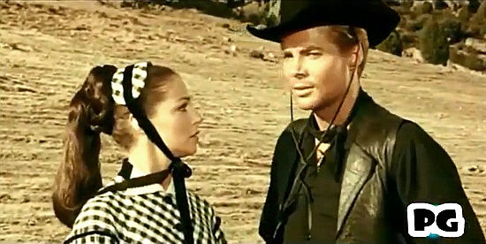 Pier Angeli (Annamaria Pierangeli) as Betty Benson and brother Hud Backer (Zachary Hatcher) talk about the good old days in For One Thousand Dollars Per Day (1966)