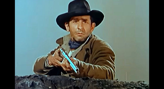 Victor Jory as Frank Girard, trying to set an ambush for Matt Landry in Toughest Man in Arizona (1952)