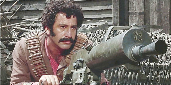 Frank Wolff as Aguila with his stolen Gatling gun in A Stranger in Town (1966)