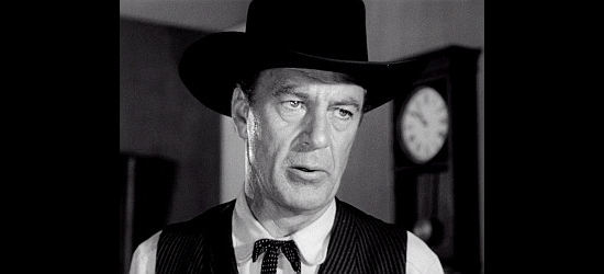 Gary Cooper as Marshal Will Kane, trying to explain his need to defend Hadleyville in High Noon (1952)