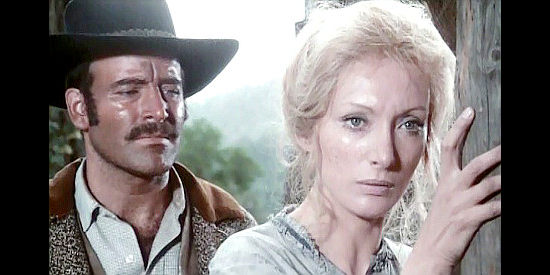 George Martin as Trinity Harrison pleads with estranged wife Norma (Marina Malfatti) to give him another chance in The Return of Clint the Stranger (1971)