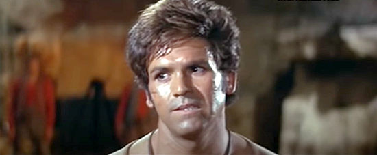 Howard Ross as O'Connor, the deranged bandit whose men have closed the pass in Wanted Johnny Texas (1967)