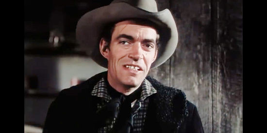 Jack Elam as the 'smiling man,' one of the 'ghosts' haunting Cooncat in High Lonesome (1950)