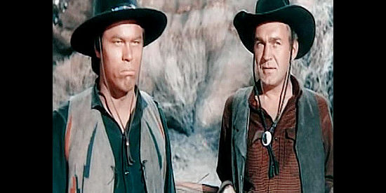 Jack Lambert as Ringo and Forrest Tucket as Mac, the men who form a new gang with Belle after they think they've been double-crossed by the Daltons in Montana Belle (1952)