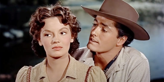 Joan Evans as Judy Polsen with John Derek as Jet Cosgrave in The Outcast (1954)