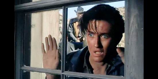 John Barrymore as Cooncat, shocked to discover the man he thought he killed has disappeared in High Lonesome (1950)