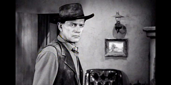 Joseph Cotton as Daniel Halliday, returning home in hopes his father has changed in The Halliday Brand (1957)