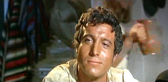 Manuel Zarzo as Heraclio, Helen's kidnapper in Train for Durango (1968)