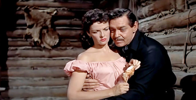 Jane Russell as Nella Turner and Clark Gable as Ben Allison in The Tall Men (1955)