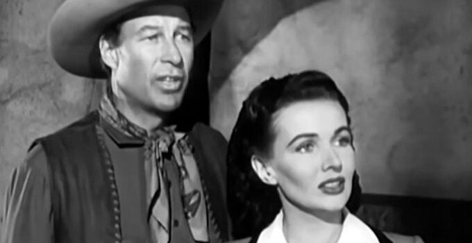 William 'Bill' Elliott as Bill Stockton and Catherine McLeod as Marie Marlowe in Old Los Angeles (1948)