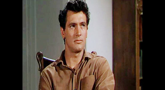 Rock Hudson as Neil Hammond, content to return from the Civil War and help run his family's ranch in Horizons West (1952)