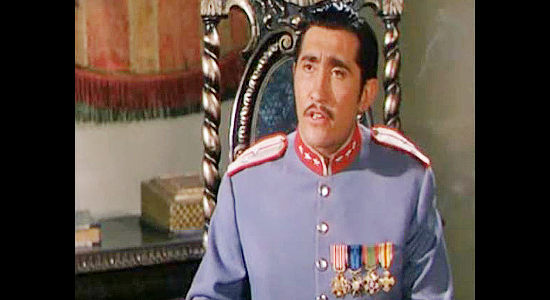 Rodolfo Acosta as Gen. Jose Escobar Lopez, the Mexican officer who buys the cattle Dan Hammond and his men steal in Horizons West (1952)