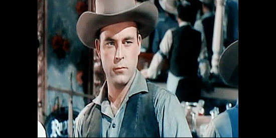 Scott Brady as Bob Dalton, the man who rescues Belle Starr from a hanging, then falls in love with her in Montana Belle (1952)