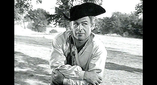 Brian Donlevy as Callendar, the man trading liquor and other illegal trade goods to the Indians in Allegheny Uprising (1939)