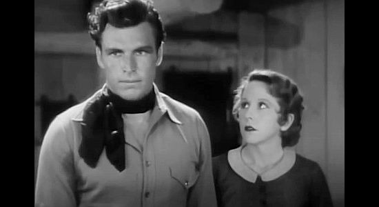 Buster Crabbe as Billy Hayden and Muriel Kirkland as his wife Molly, finding themselves embroiled in a decades-old family feud in To the Last Man (1933)