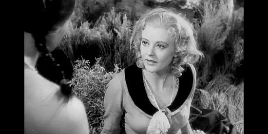 Heather Angel as Cora Munro, grateful for being rescued by Hawkeye and his Indian allies in Last of the Mohicans (1936)