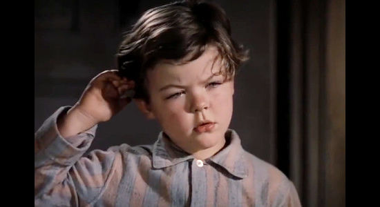 Johnny Russell as Jesse James Jr., meeting his dad for the first time in Jesse James (1939)