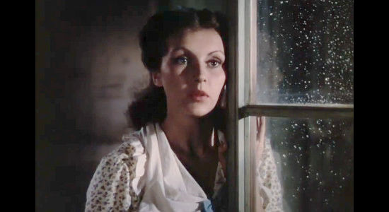 Nancy Kelly as Zee, worried about Jesse and wondering if he'll ever change his wild ways in Jesse James (1939)