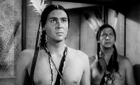 Philip Reed as Uncas, catching his first glimpse of Cora Munro and smitten by her beauty in Last of the Mohicans (1936)