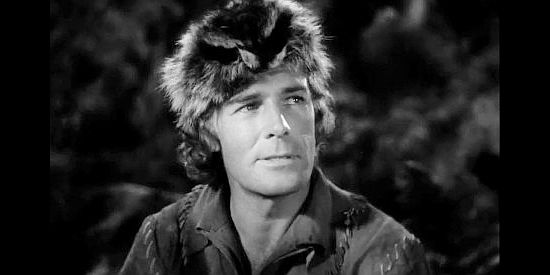 Randolph Scott as Hawkeye, making plans to rescue Alice and Cora in Last of the Mohicans (1936)