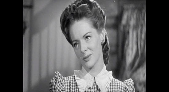 Arleen Whelan as Rose Leland, the dressmaker Dave Nash cares for in Ramrod (1947)