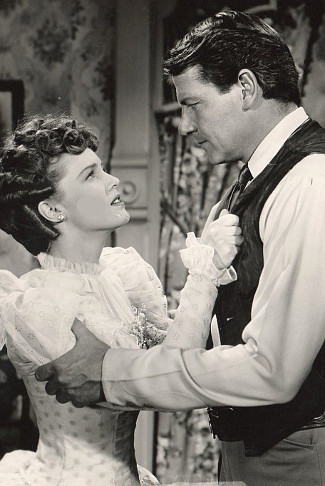 Barbara Britton as Molly Wood with Joel McCrea as The Virginian in The Virginian (1946)